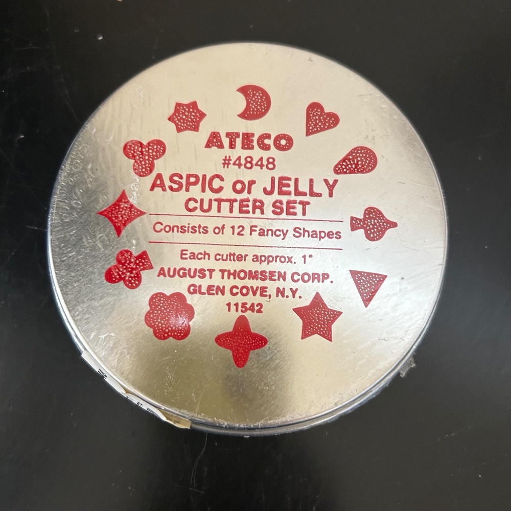 Vintage Ateco #4848 Aspic or Jelly Cookie Cutter Set of 12 in Tin. NWT